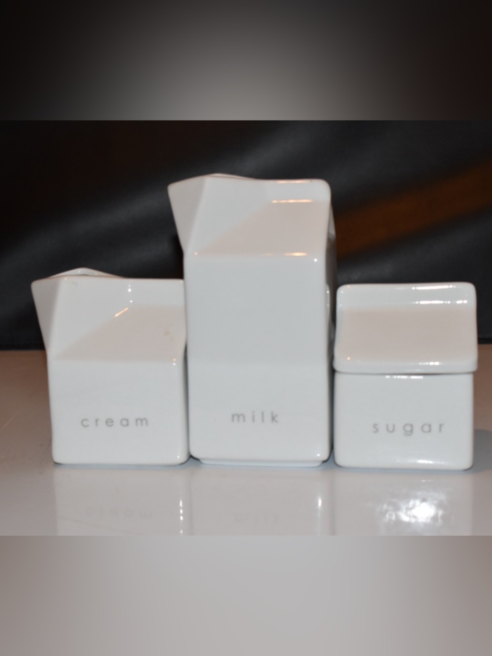 White Ceramic Milk, Cream & Sugar Set
